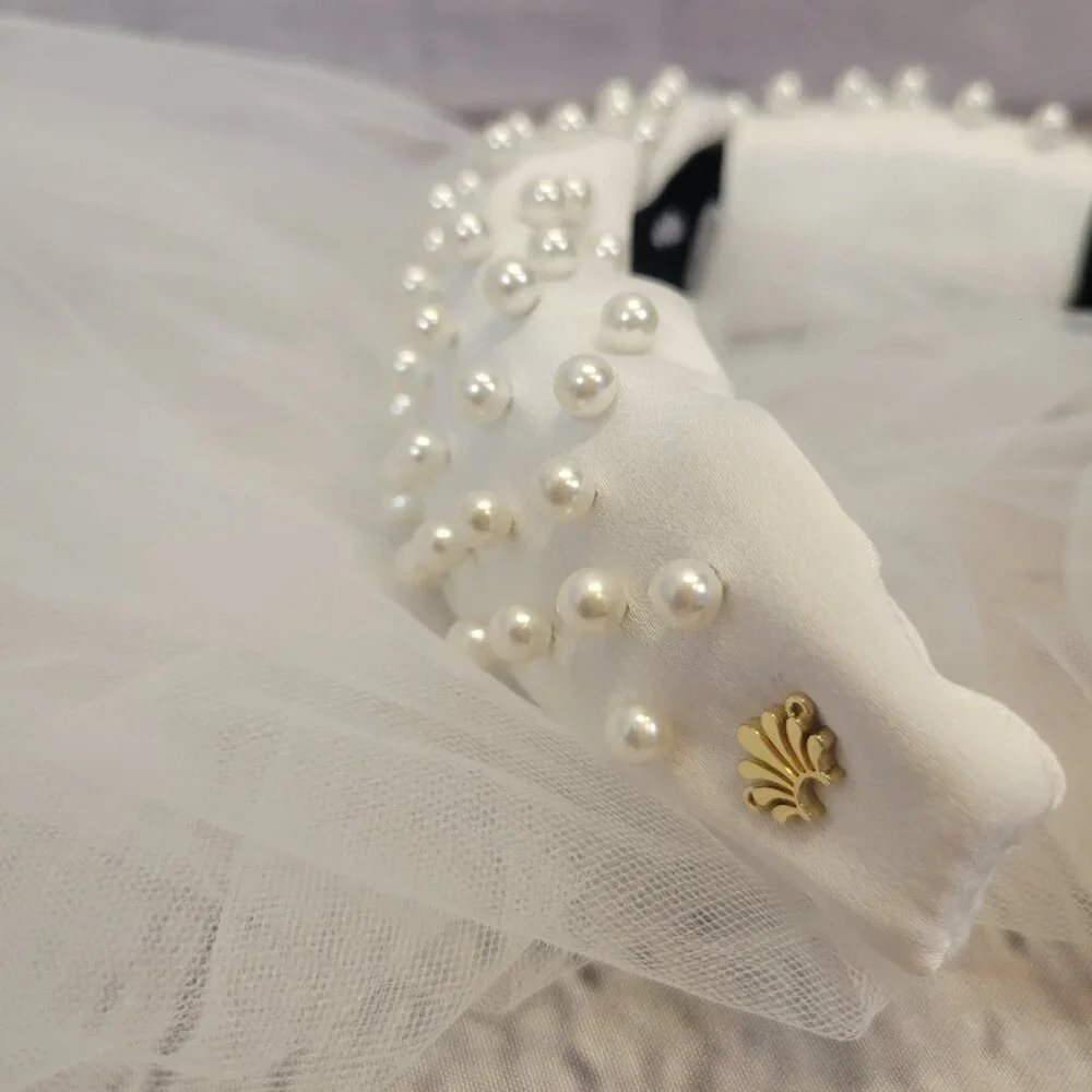 Lele Sadoughi Veil Imitation Pearl Satin Headband